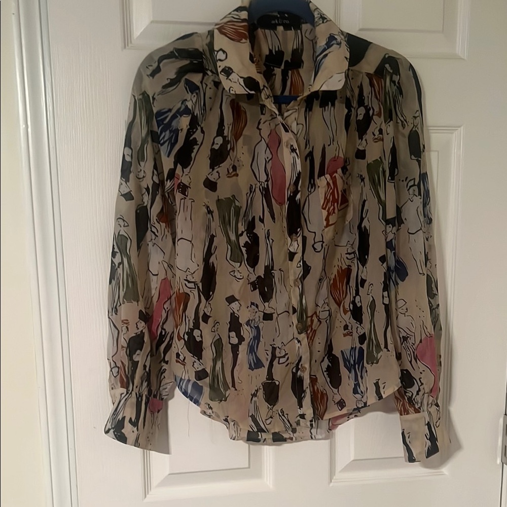 Sheer Abstract Print Blouse